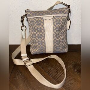 Coach Tan and Cream Signature Crossbody Bag